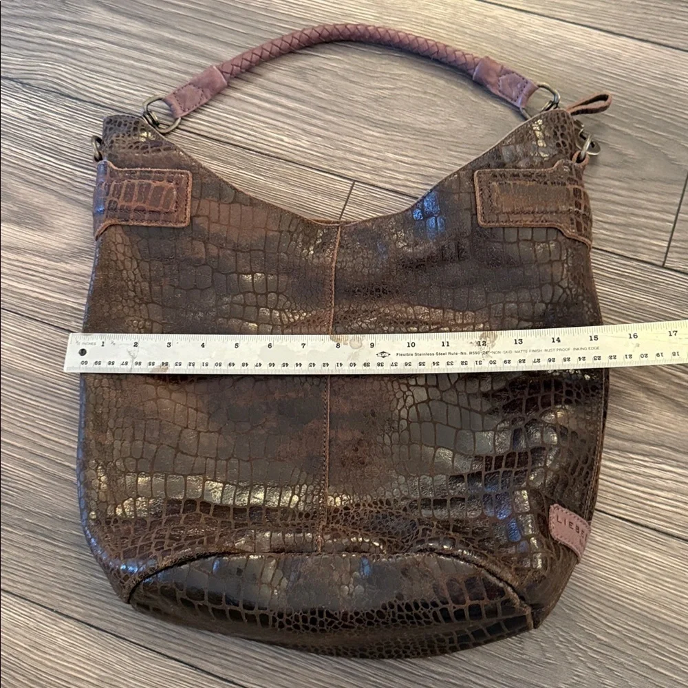 Brown Crocodile-Embossed Women's Bag